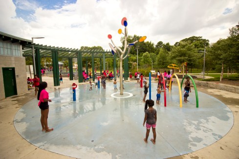 Kids of the family enjoying the water.
