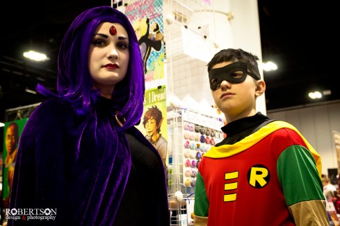 Raven and Robin cosplay by @placentagal and her son